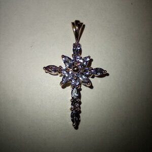 LAST ONE!  10Kt Yellow Gold Tanzanite Cross Pendant